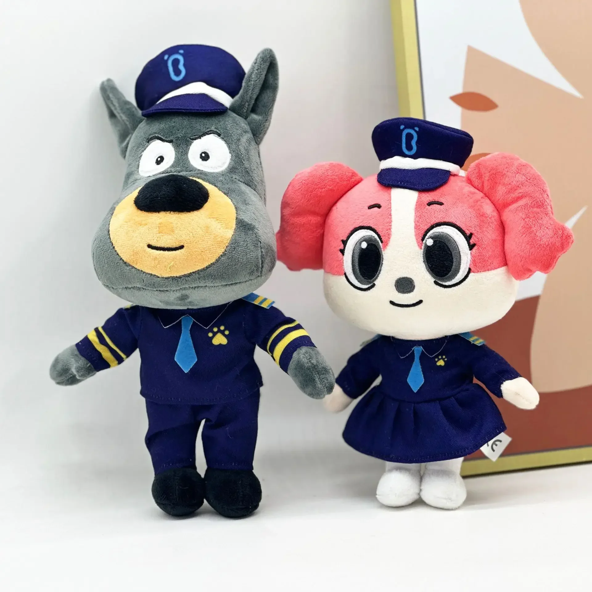 Anime Sheriff Labrador Dog Plush Toy Security Sergeant Labrador Wolf Dog Cartoon Doll Boys Girls Soft Stuffed Toys Children Gift