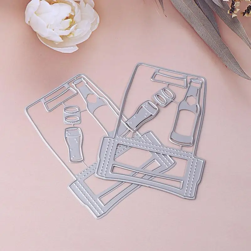 قوالب القطع المعدنية على شكل زجاجة البيرة - استنسل دقيق لسكرابوكينغ وصناعة البطاقات وزينة ألبوم الصور