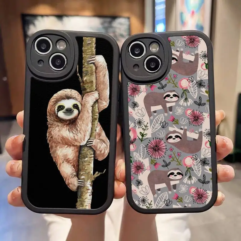 Sloth Animal Phone Case For IPhone 11 14 13 12 Pro Max Mini Xs X Xr 7 8 Plus SE2020 Silicone Soft Leather Texture Cover