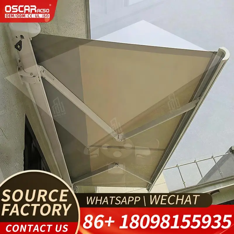 s Motorized Outdoor Awning Modern PVC LED Light Acrylic Frame Fabric Roof for Gardens Patios Backyards Retractable Awning