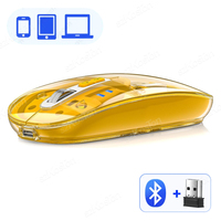 Rechargeable Bluetooth Wireless Gaming Mouse Transparent Shell Mice Quiet Click Battery Level Visible for PC Xiaomi iPad Laptop