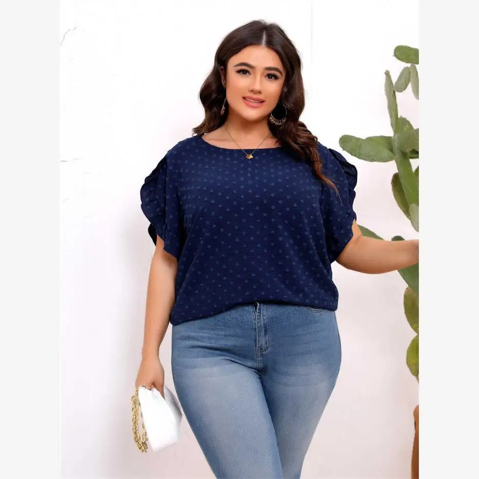 Large Size High Elastic Summer T-irt for plus Size Women L4XL ort Sve round Ne Basic  Color Casual Top