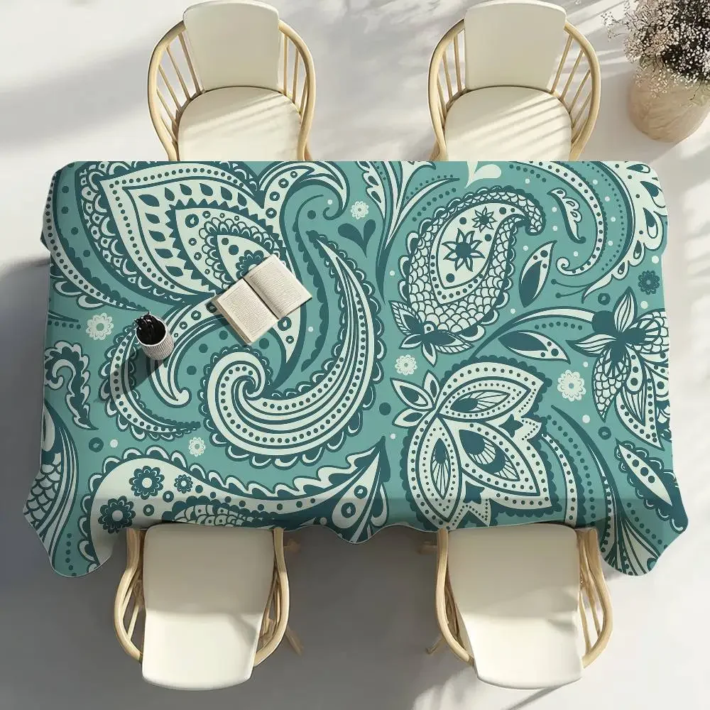 Paisley Bandanna Table Cloth Party Decor Dining Room Home Kitchen Patios Waterproof Stain-Proof Table Cloth