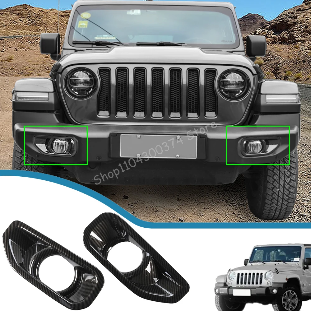 Car Front Fog Light Decoration Cover Bumper Lamp Frame Stickers for Jeep Wrangler JL Gladiator JT 2018-2024 Exterior Accessories