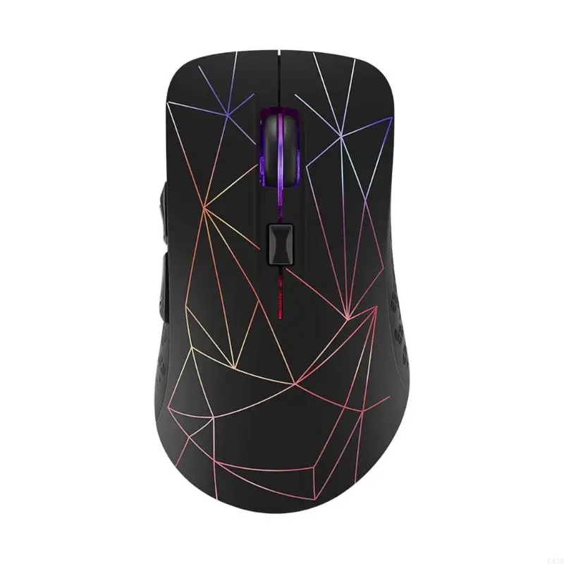 K43B Wireless Mouse with Easy Switching Between Bluetooth-compatible 5.2 and 2.4GHz, 1600DPI, and Dynamic 7 Color LED Backlight