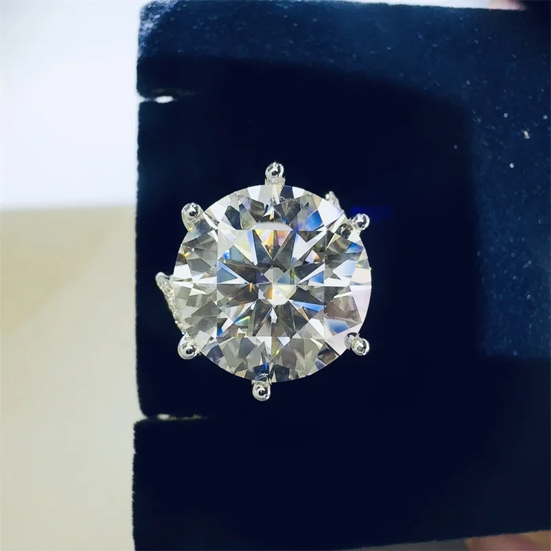 

Gift-style Moissanite PT950 Platinum 10 Carat Full Diamond Cluster Ring for Women, exquisite luxury jewelry for romantic holiday
