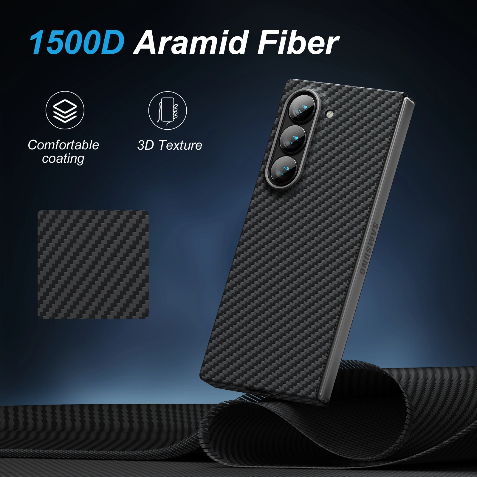 memumi Aramid Fiber for Samsung Galaxy Z Fold 6 Case, [NO-case Feel] 0.5mm Slim Case Z Fold6 Minimalist in Carbon Fiber Design