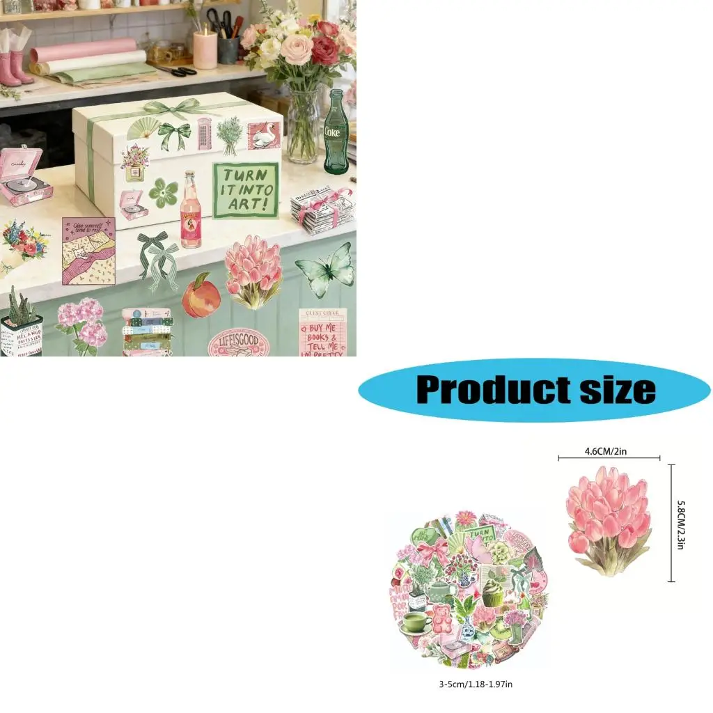  50Pcs Adhesive Cartoon Sticker Scrapbooking Sticker for Journal Water Bottle