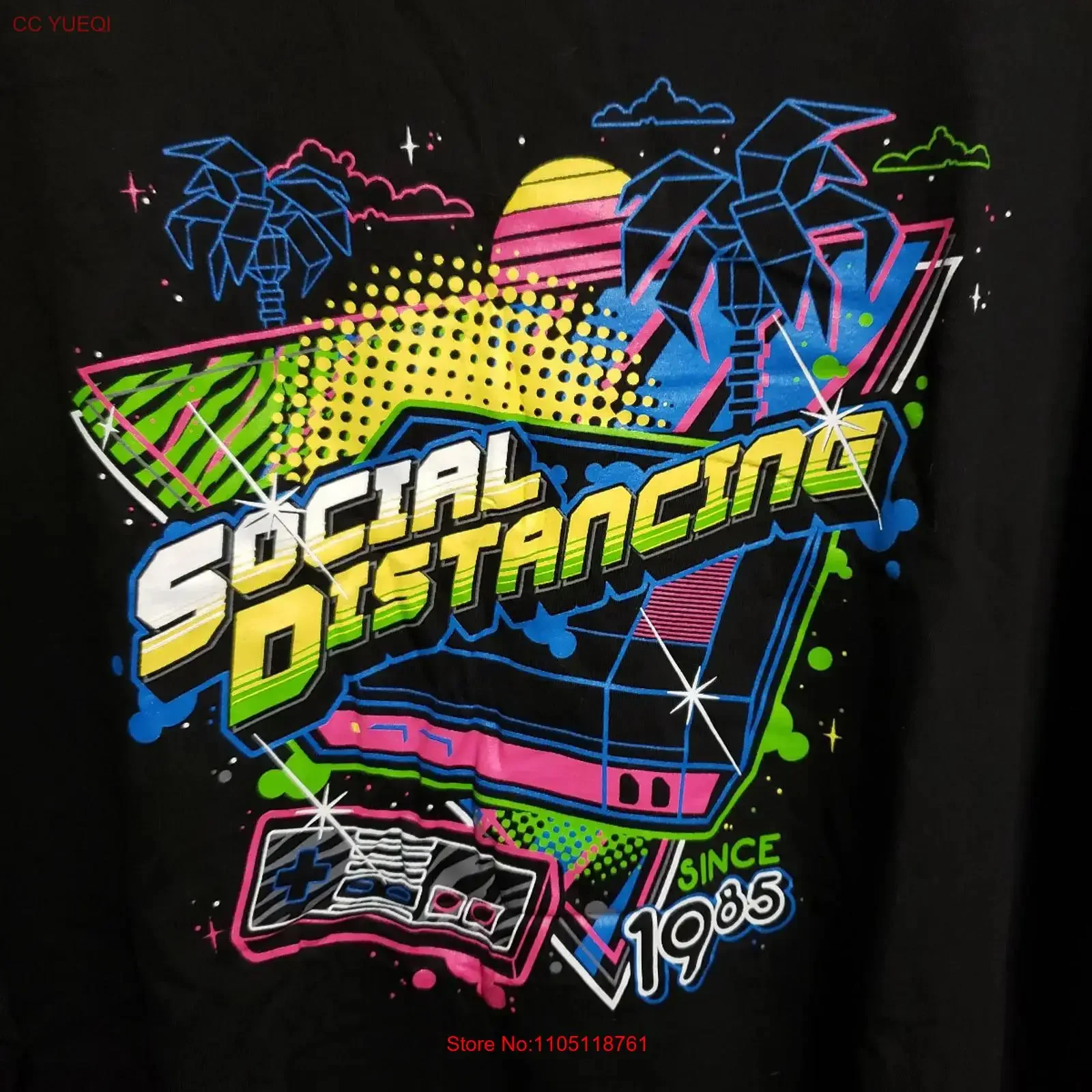 Social Distancing Since 1985 Retro 80's Video Game Men's 3XL T Shirt Geek Fuel vintage Washed Breathable Comfortable streetwear