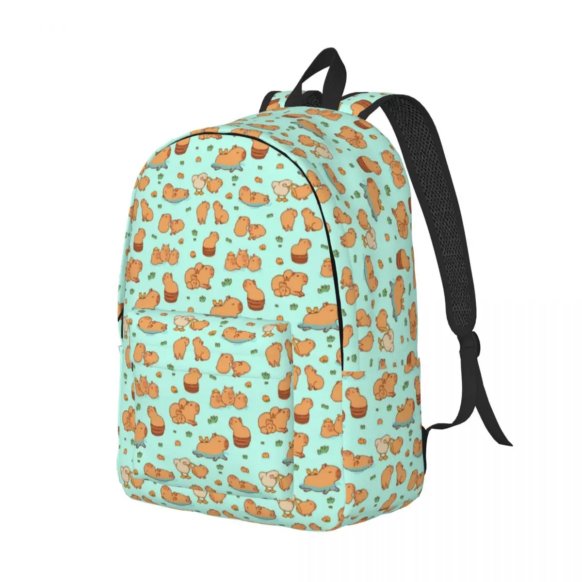 Stylish Canvas Backpack Cute Capybara Seamless Pattern Comfortable and Spacious Daypack for Work, Outdoor, and Weekend Trips