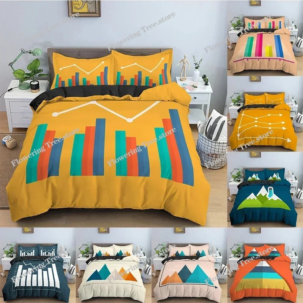 Chart Pattern Duvet Cover Set Creative Comforter Cover Full Queen King Size Bedding Set With Pillowcase Bedclothes