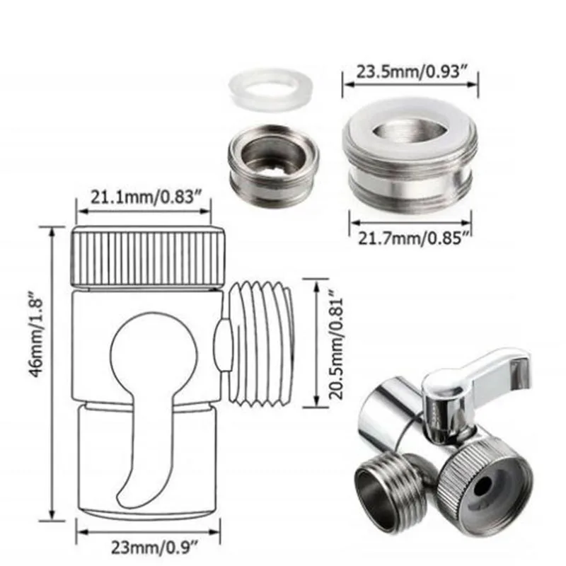 3 Way Tee Switch Faucet Adapter Connector Three-way valve for Shower Head Diverter Home bathroom Shower Faucets Water Separator