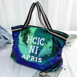 Borsa da donna con paillettes leopardate nuova borsa da viaggio ad alta capacità lettera borsa a tracolla grande borsa a tracolla a mano borsa da viaggio