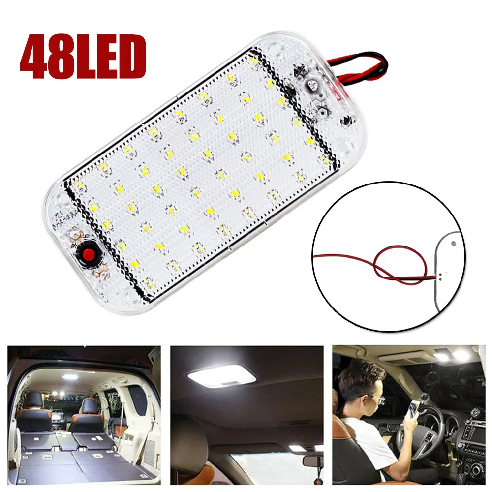 48 LED Panel Light Car Interior Reading Lamp High Brightness Cabin Lights for Van Truck RV Boat Camper Lights Strip 12V-24V