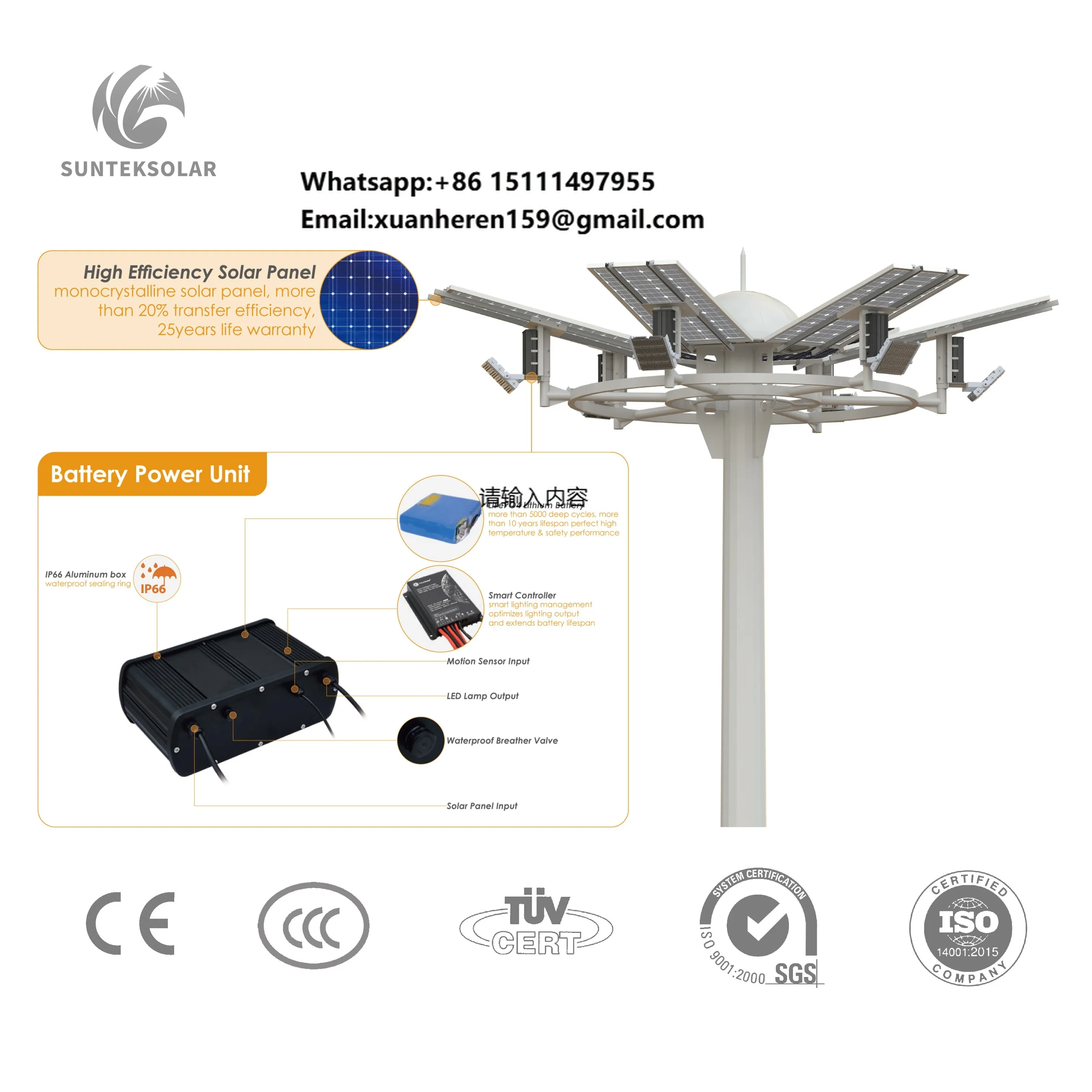 

Manufacturer Free Design Quality 15m 20m 18m 20m 25m 30m 45m Solar Led Flood Light High Mast Light Pole for Football Stadiums