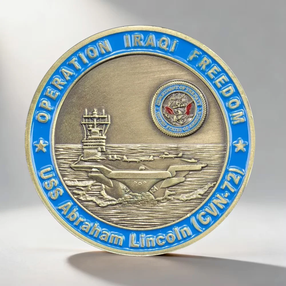 Ahraham Lincoln (CVN-72) Collection Coin Aircraft Carrier Bronze Plated Souvenir Coin Collection Gift for Collector