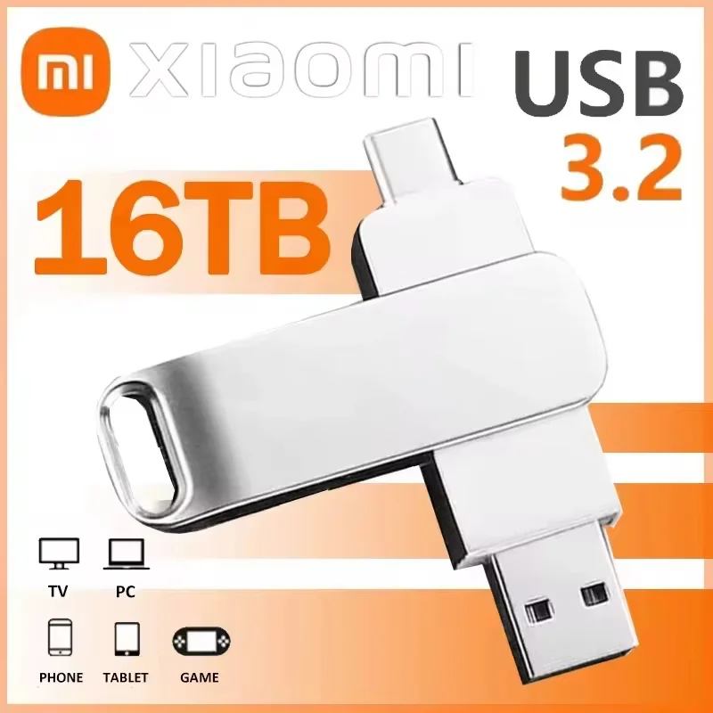 Xiaomi 16TB USB3.2 Flash Drive Type-C U Disk High-Speed Pen Drive U Flash Drive Portable SSD 8TB 4TB For Laptop Computer Car New