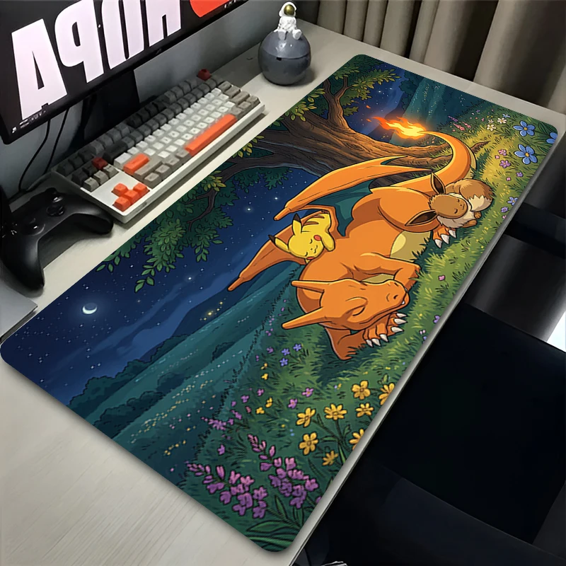 Mouse Pad PC Anime Gamer Cabinet Mausepad P-Pokemon Keyboard Desk Mat Kawaii Pikachu Computer Gaming Accessories Playmat