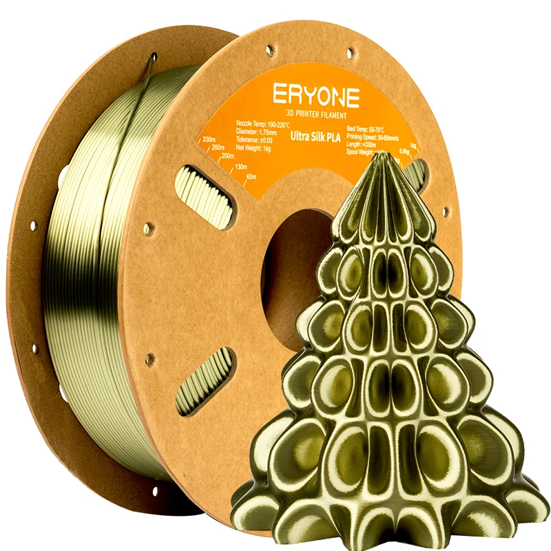 ERYONE 1KG Ultra-Seide PLA 3D-Drucker Filament 1,75mm, Seidig Glänzende Oberfläche, Glänzend Glatte Oberfläche Lebendige Farbe 1kg Spule