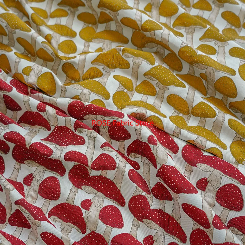 

1-метровая пряжа с милым грибным узором, окрашенная жаккардовая ткань, женское платье-рубашка, декоративная швейная ткань