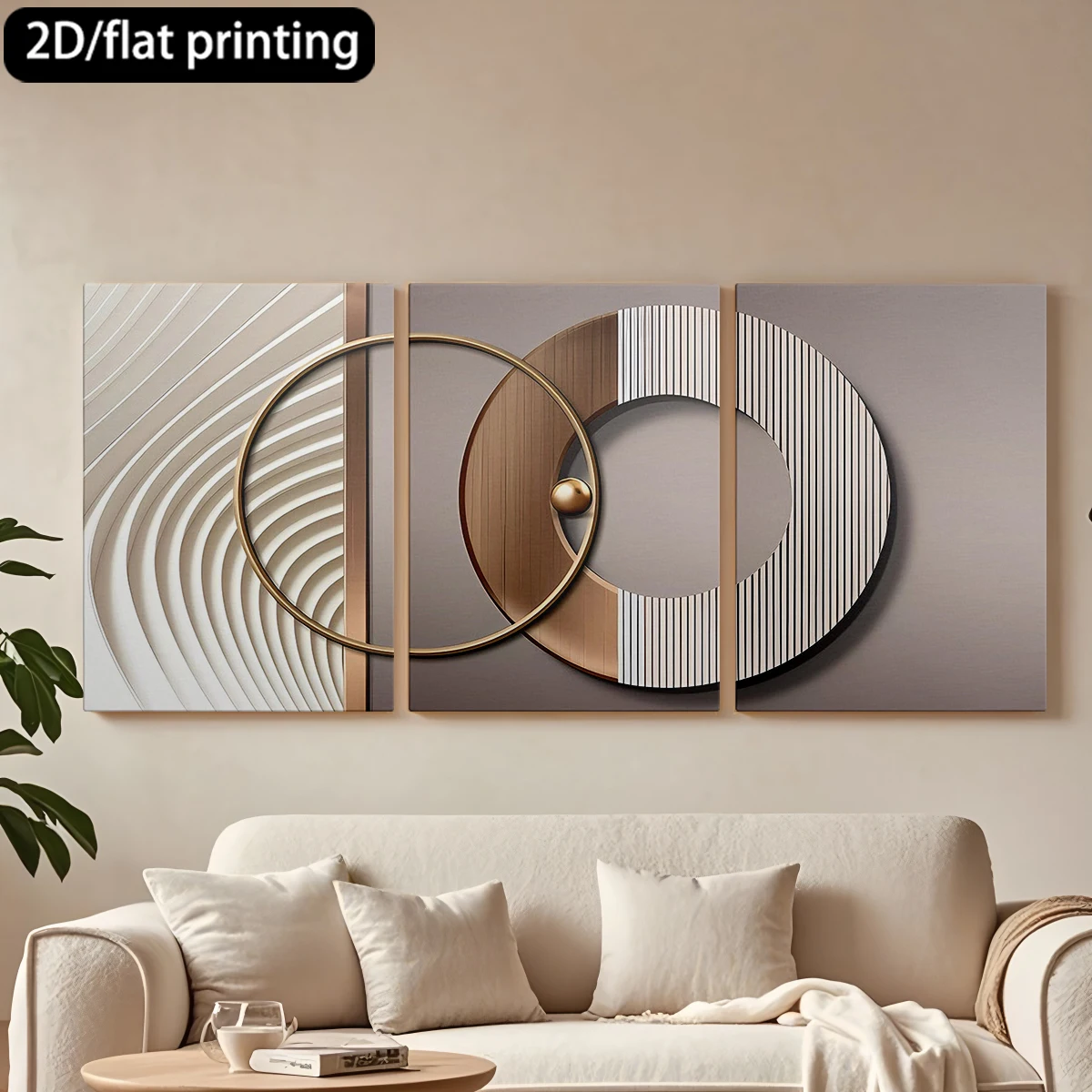 

2D плоская печать, набор из 3-х картин на холсте в деревянных рамах, декоративная картина, геометрический настенный декор, круглые элементы, украшение для коридора и спальни