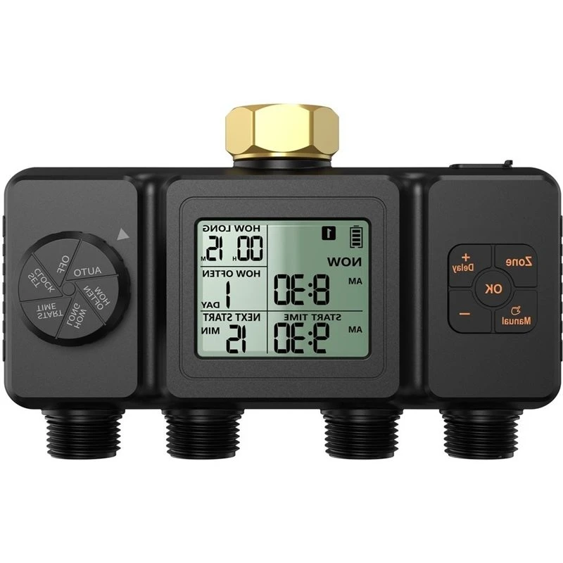 Y50A-Automatic Water Timer 4 Outlets Irrigation Programmable Dip Watering Faucet Sprinkle Timer Controller For Garden Yard