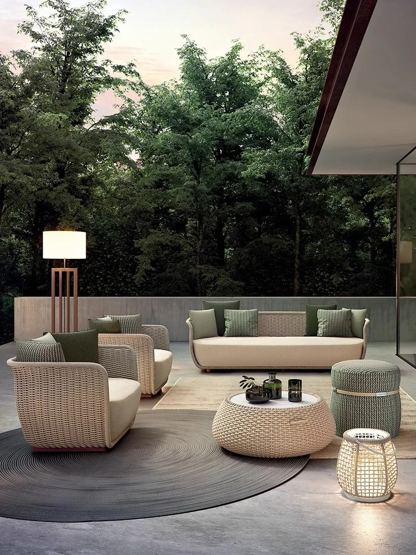 

Nordic outdoor rattan sofa courtyard open-air waterproof sunscreen hotel garden terrace leisure rattan chair furniture combinati
