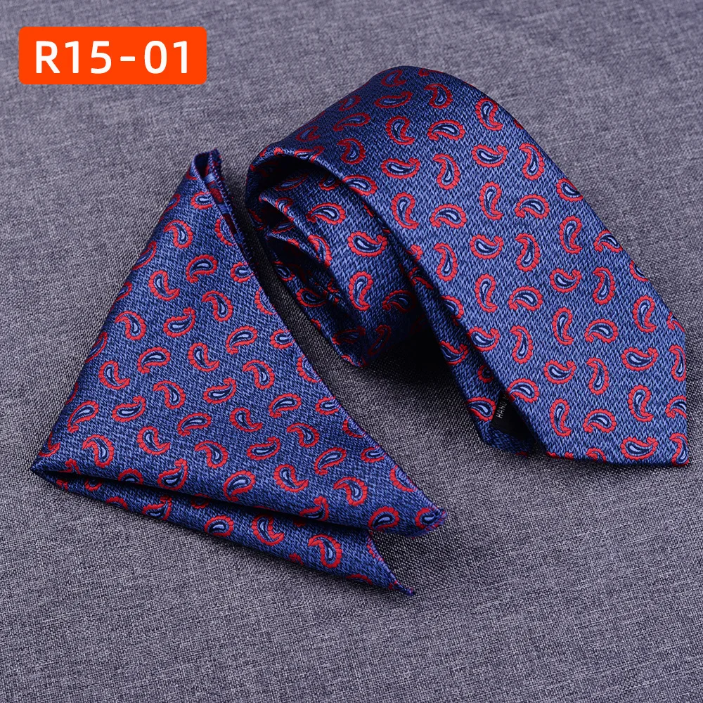 Casual Hand Tie Pocket Square Men Two-piece Men's Business Suit Shirt Accessories Elegant Mens Ties Luxury Men's Tie Set for Men