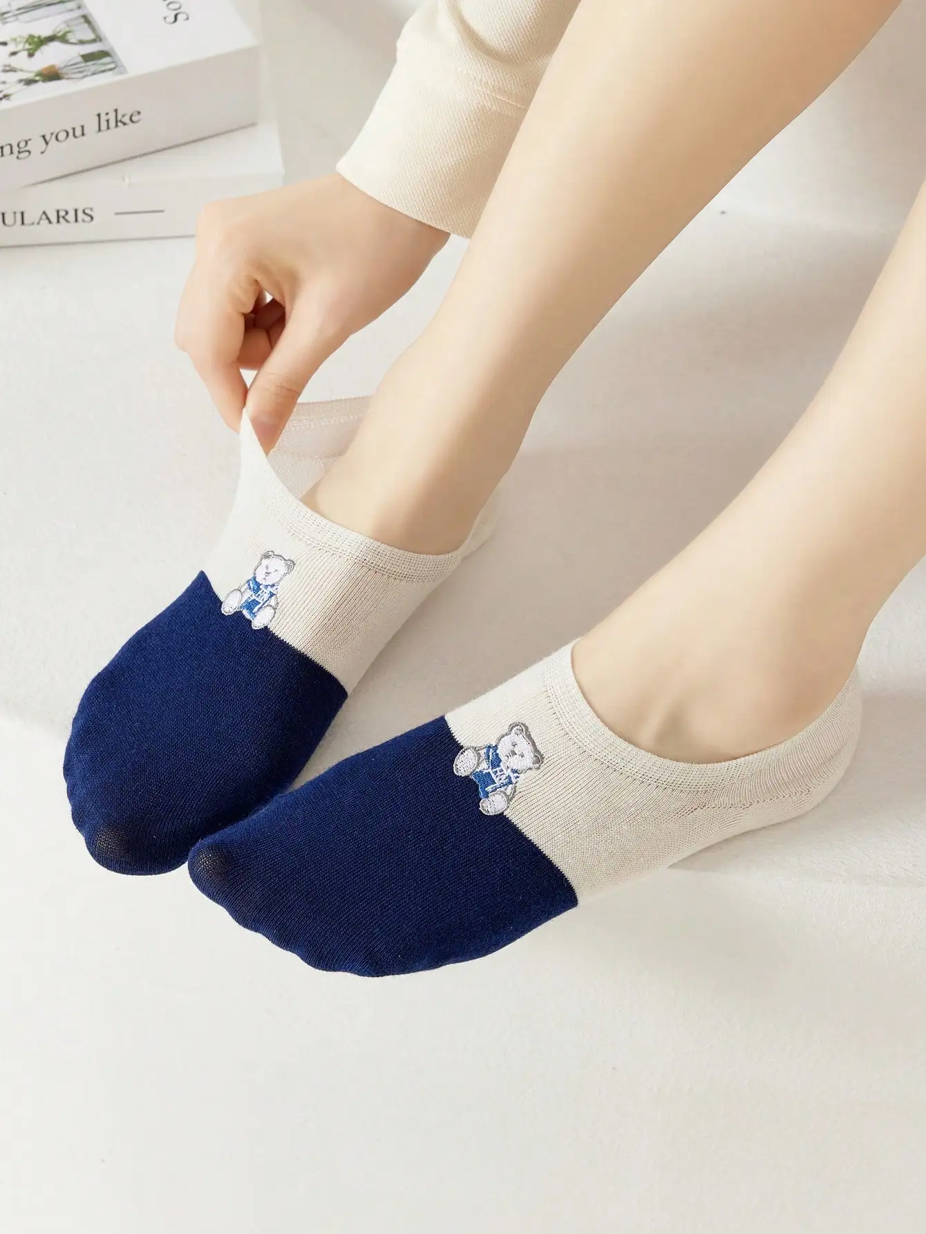 5 pairs of socks soft sports socks pattern cute cartoon letters boat socks white blue female socks