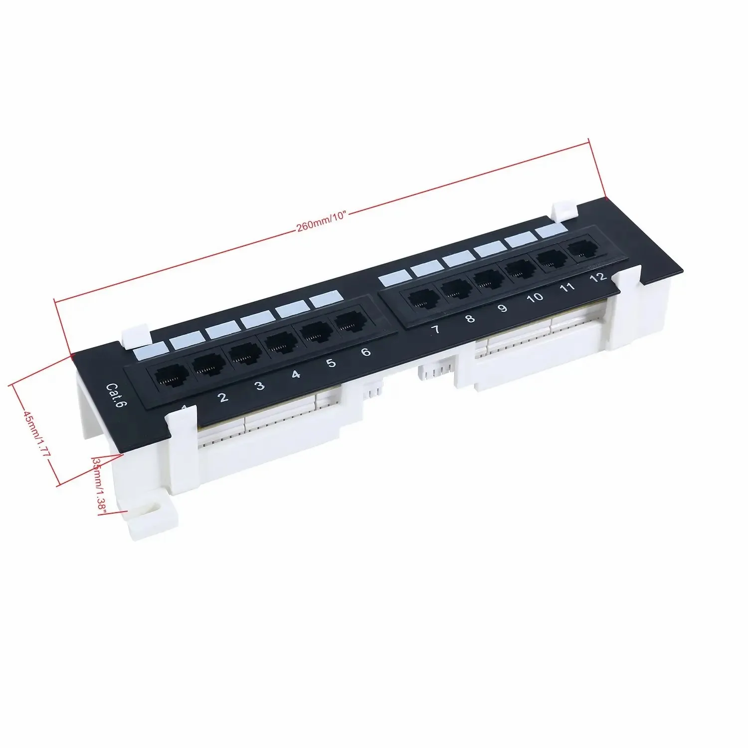 ZoeRax Mini 12-Port Vertical Patch Panel with 89D Bracket and Wallmount Bracket Included, Network Patch Panel Punch Down Block