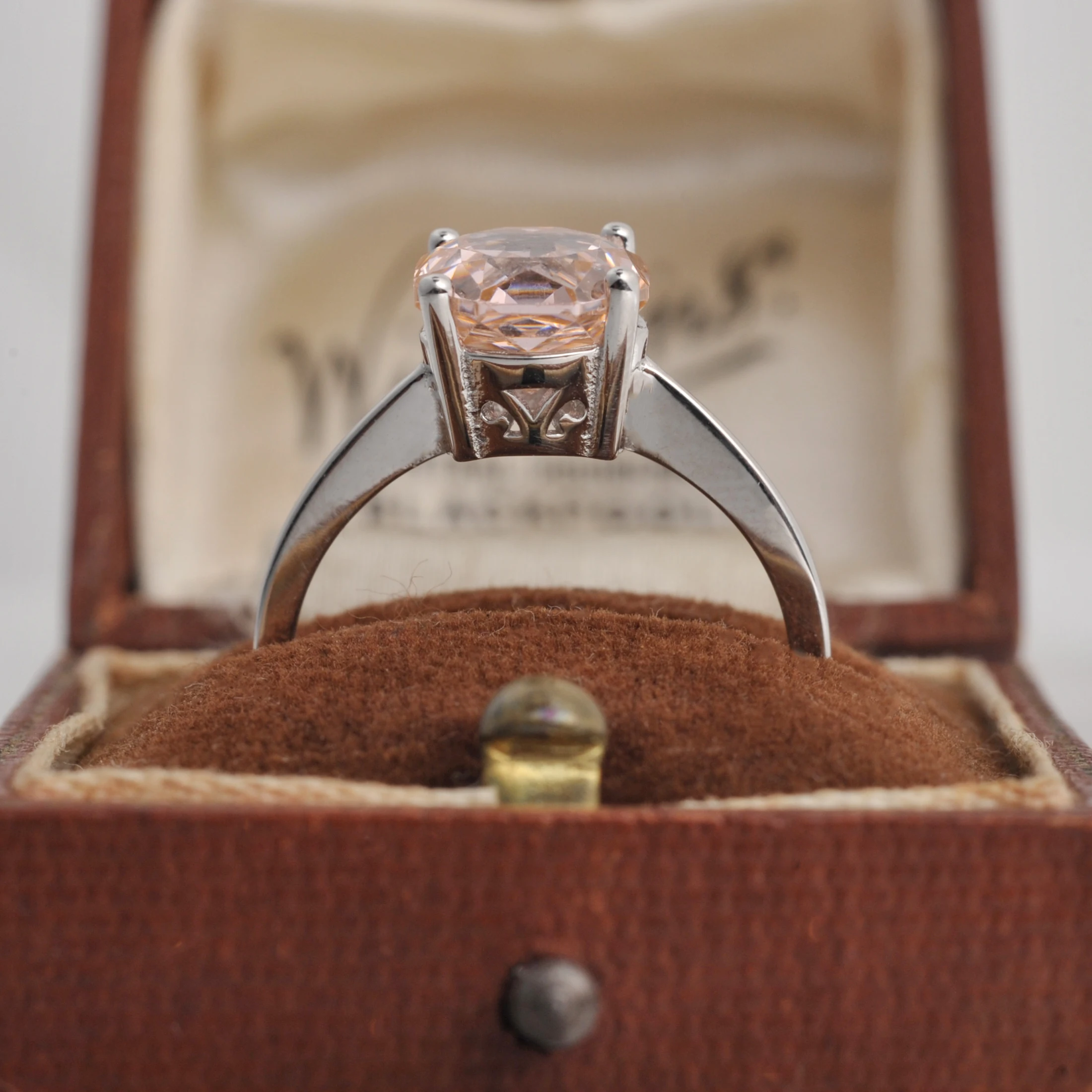 Potiy 2ct Octagon Rose Cut Morganit Rosa Zirkonia Solitär-Ring, 925 Sterling Silber Schmuck Geschenk für Frauen mit – Detail 10
