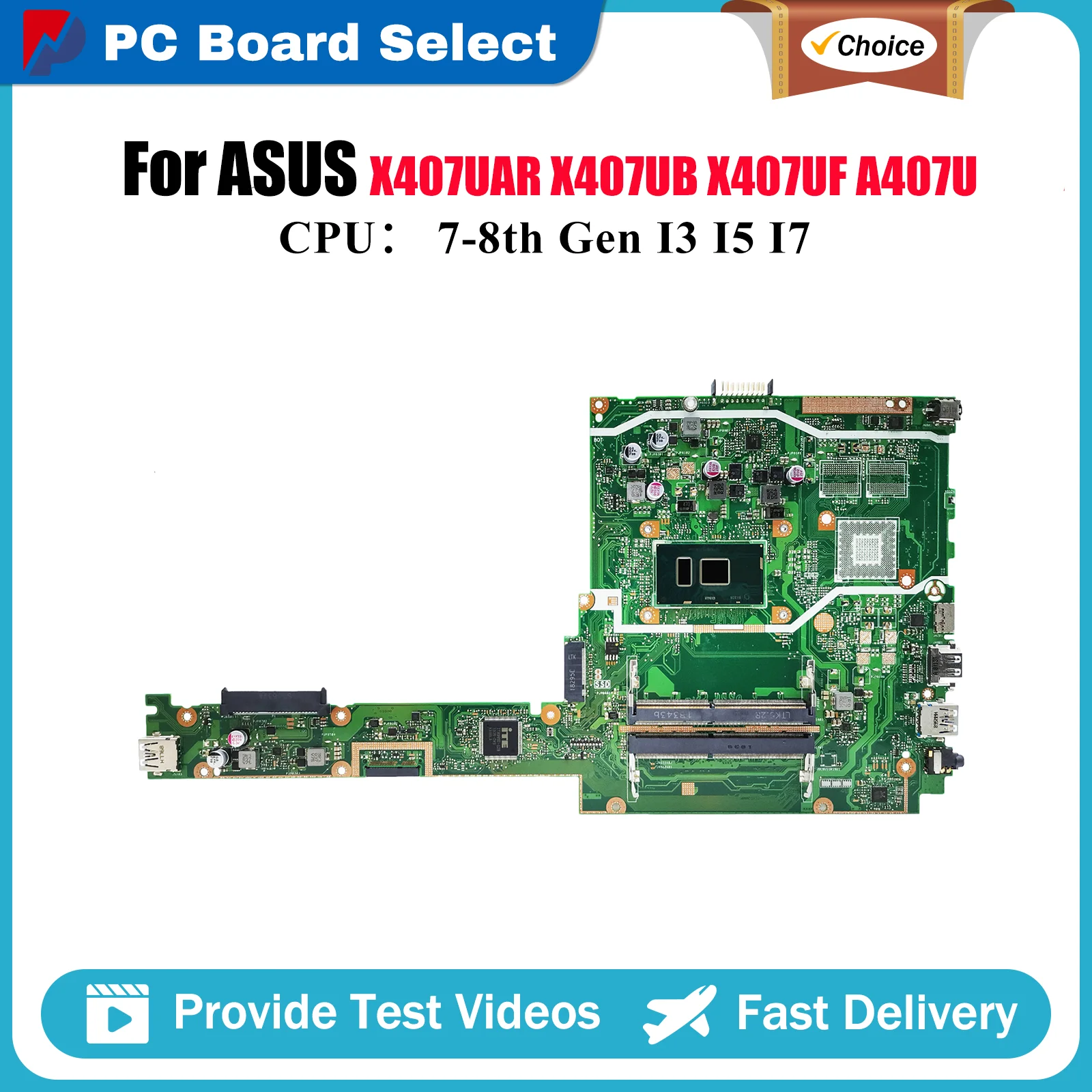 

X407UAR Материнская плата для ноутбука ASUS X407UF Y4000U A407U X407UV X407UA X407UBR F407U X407UAR X407U X407UB Материнская плата I3 I5 I7 CPU