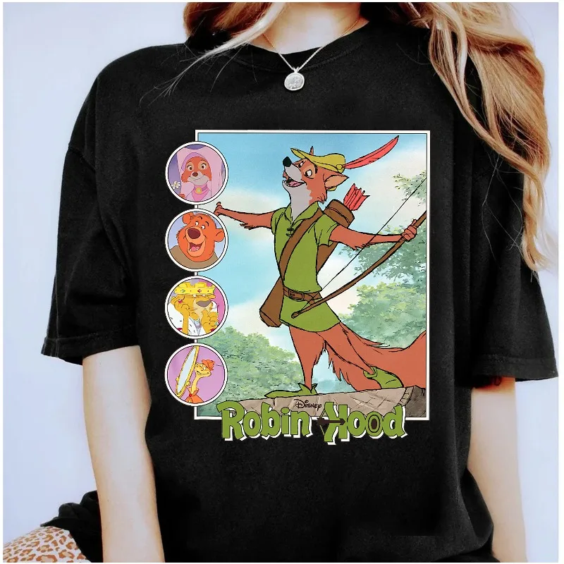 

Disney Robin Hood Classic Disney Movie Retro Women's Pure Cotton T-shirt New Men's and Women's Casual Fashion Street Wear