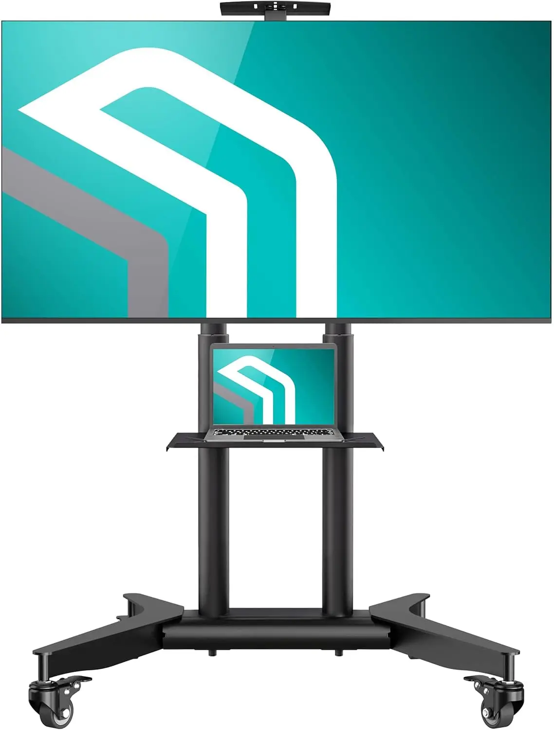 

Mobile TV Stand on Wheels for 32-75 Inch Screens, Height Adjustable, Max Load 110 lbs, VESA 200x200-600x400, Black