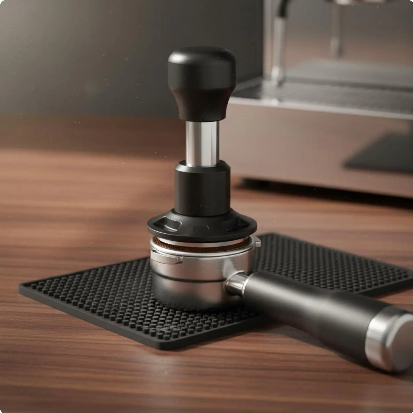 Consistent Tamping Pressure Coil Loaded Espresso Tamper Flat Base Constant Force