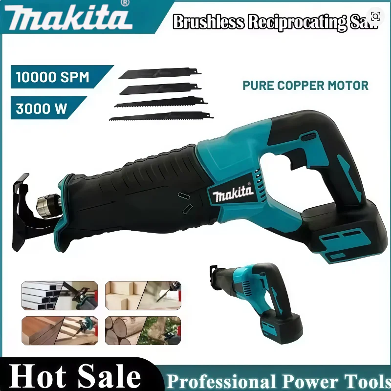 

Бесщеточная сабельная пила Makita, многофункциональный электрический инструмент для улицы, ручная мини-пила без аккумулятора