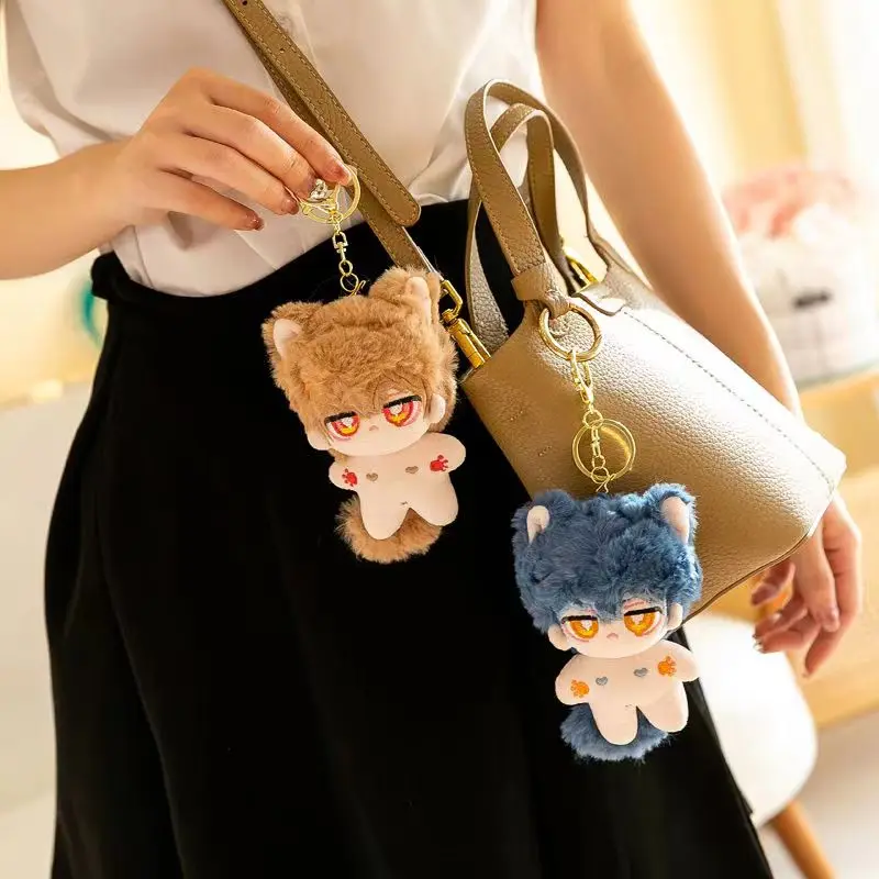 10cm Male Cotton Doll with Fox Tail Soft Stuffed Plush Toys Hobbies Pendant Exquisite Kawaii Backpack Keychain Birthday Gift