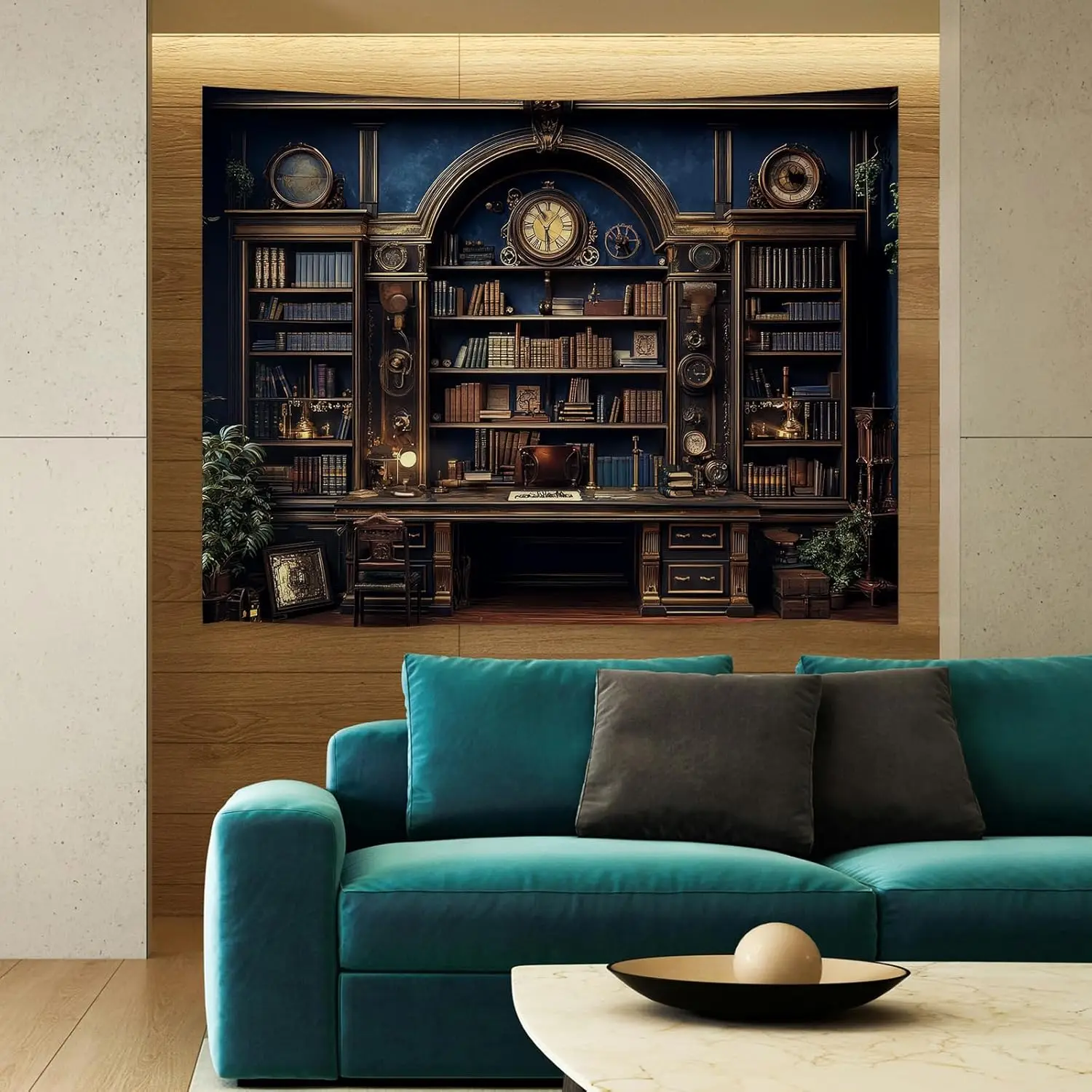 Medieval Bookshelf Backdrop Tapestry Antique Library Book Wall Hanging Gothic Dark Academia Wall Art for Bedroom Study Classroom