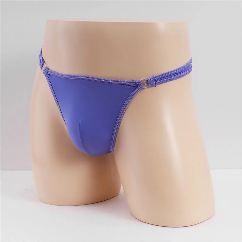 

Men's Erotic Panties Gay Sexy Low-rise U Convex Pouch Underwear Translucent Ice Silk Elastic Quick Dry Buttoned Bikini G Strings