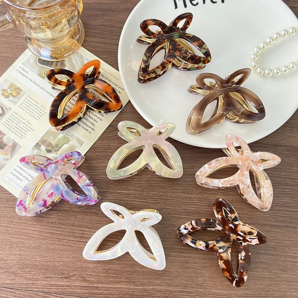 Hollow Out Butterfly Small Hair Claw Fashion Versatile Acetate Ponytail Clip Temperament Elegant Shark Clip Styling Accessories