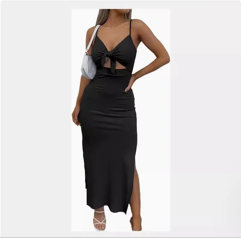 

Платье с завязками полыми боковыми разрезами