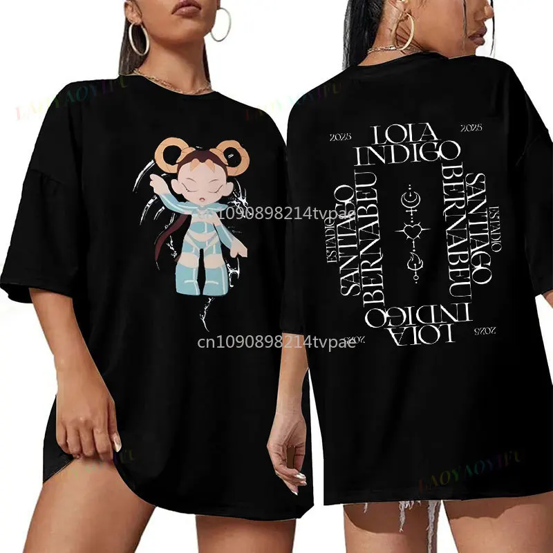 Lola Indigo Camiseta Two Side Printed World Tour T Shirt Camisa Fan Gifts Humor Spain Singer Cotton O-neck Fashion Top Clothes #5