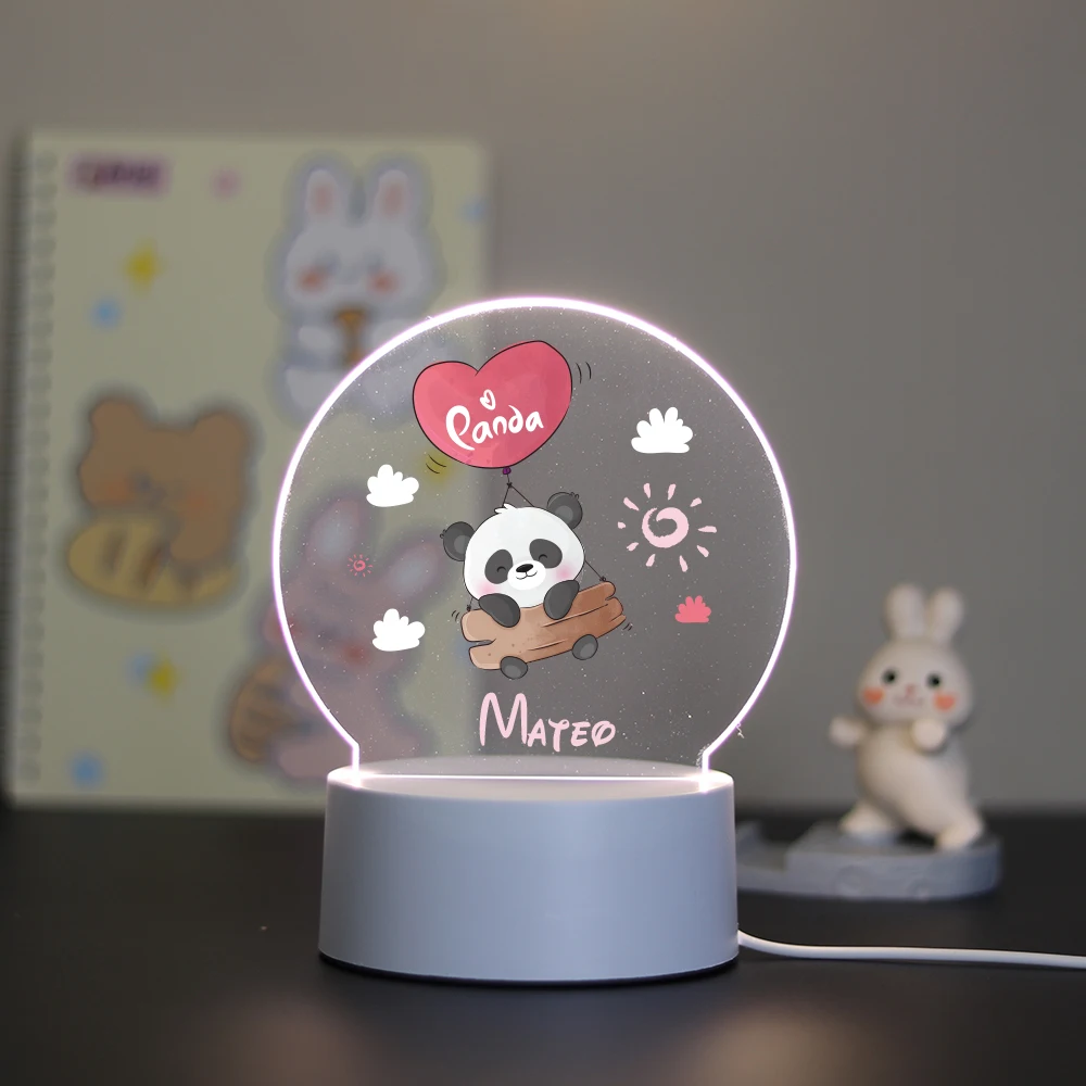 Personalizado personalizado panda luz noturna, bonito aniversário festa decoração, usb atmosfera abajur para crianças