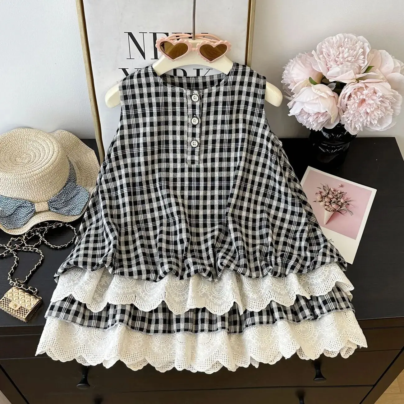 

Летнее платье для девочек: новое, модное и стильное детское платье-принцесса, свободное клетчатое платье-сарафан без рукавов для маленьких девочек