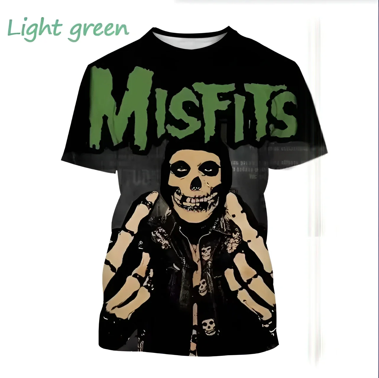 New hot selling Misfits Band Y2K Harajuku 3D printed round neck men's fashionable T-shirt casual summer short sleeved oversized