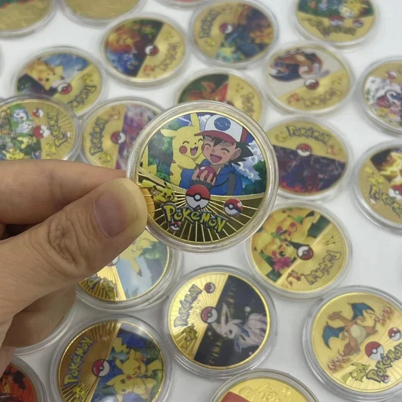 Moneda conmemorativa de Pokémon, Pikachu, moneda de oro, Charizard, Mewtwo, colección de Metal, moneda de oro, juguete para niños, regalo de cumpleaños y Navidad