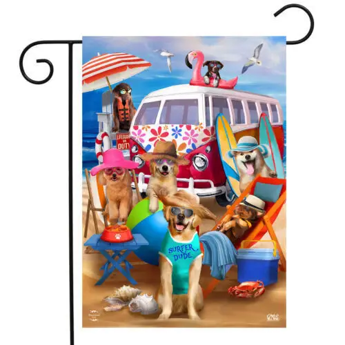 Dog Days Beach Summer House Flag 40