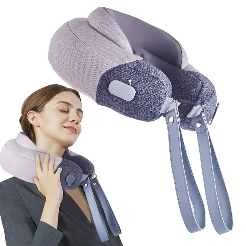 Portable Massage Pillow, 35x12x32cm Heated Neck Massager, Electric Neck Pillow, Shiatsu Acupressure Massager for Home