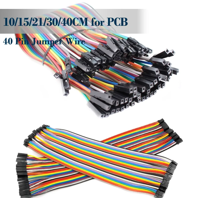 

40-Pin 2.54mm Jumper Wire Kit | 5 Lengths (10/15/21/30/40cm) Male-to-Male Female-to-Female Cables for Arduino Cables Accessories