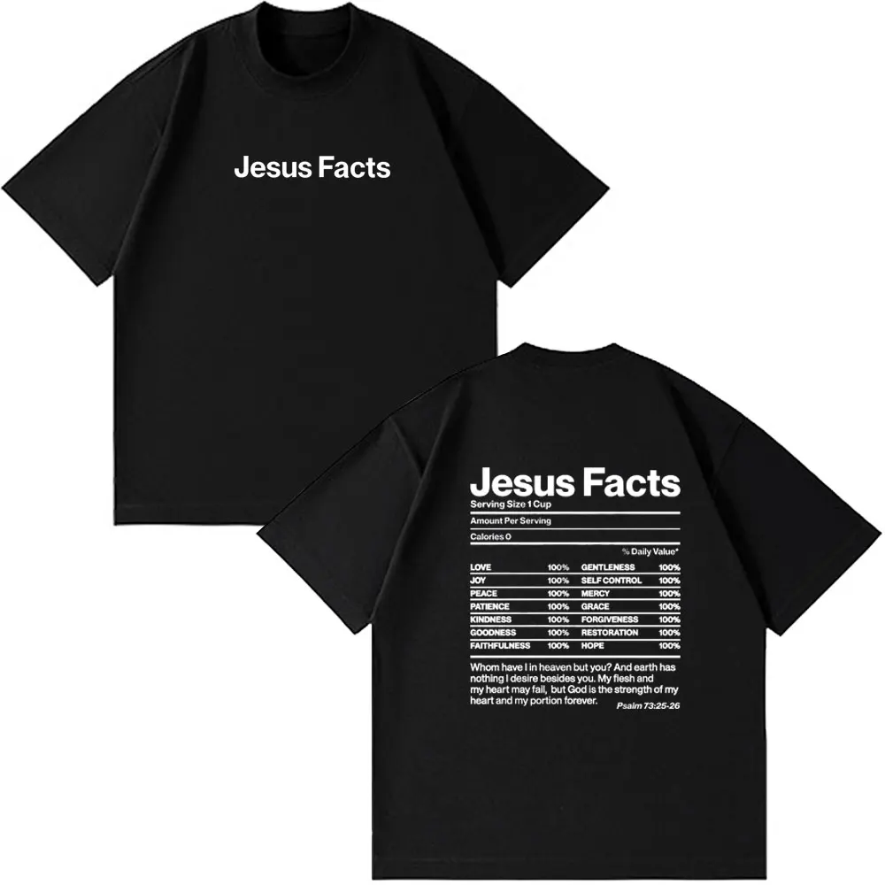 

Христианские факты Иисуса, футболка с принтом стиха Библии, мужская и женская одежда, модные уличные футболки в стиле хип-хоп для пар, летние футболки большого размера